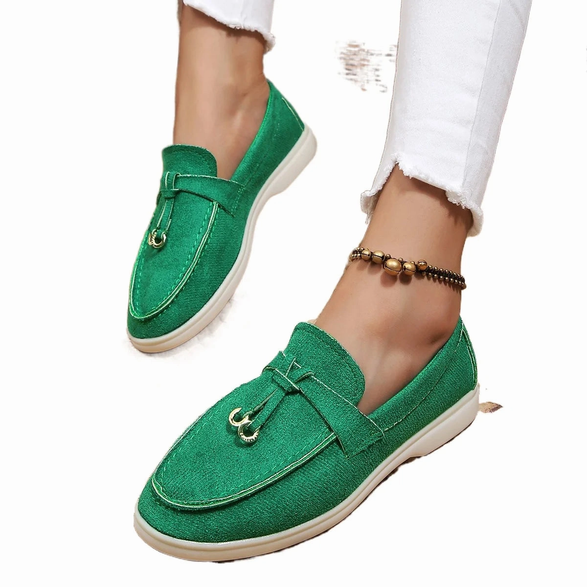 Women Loafers Slip on Ladies Flats Brand High Quality Spring Autumn Casual Flat Shoes Leather Cashmere Single Shoes Plus Size 42 Anthropologie Loafers