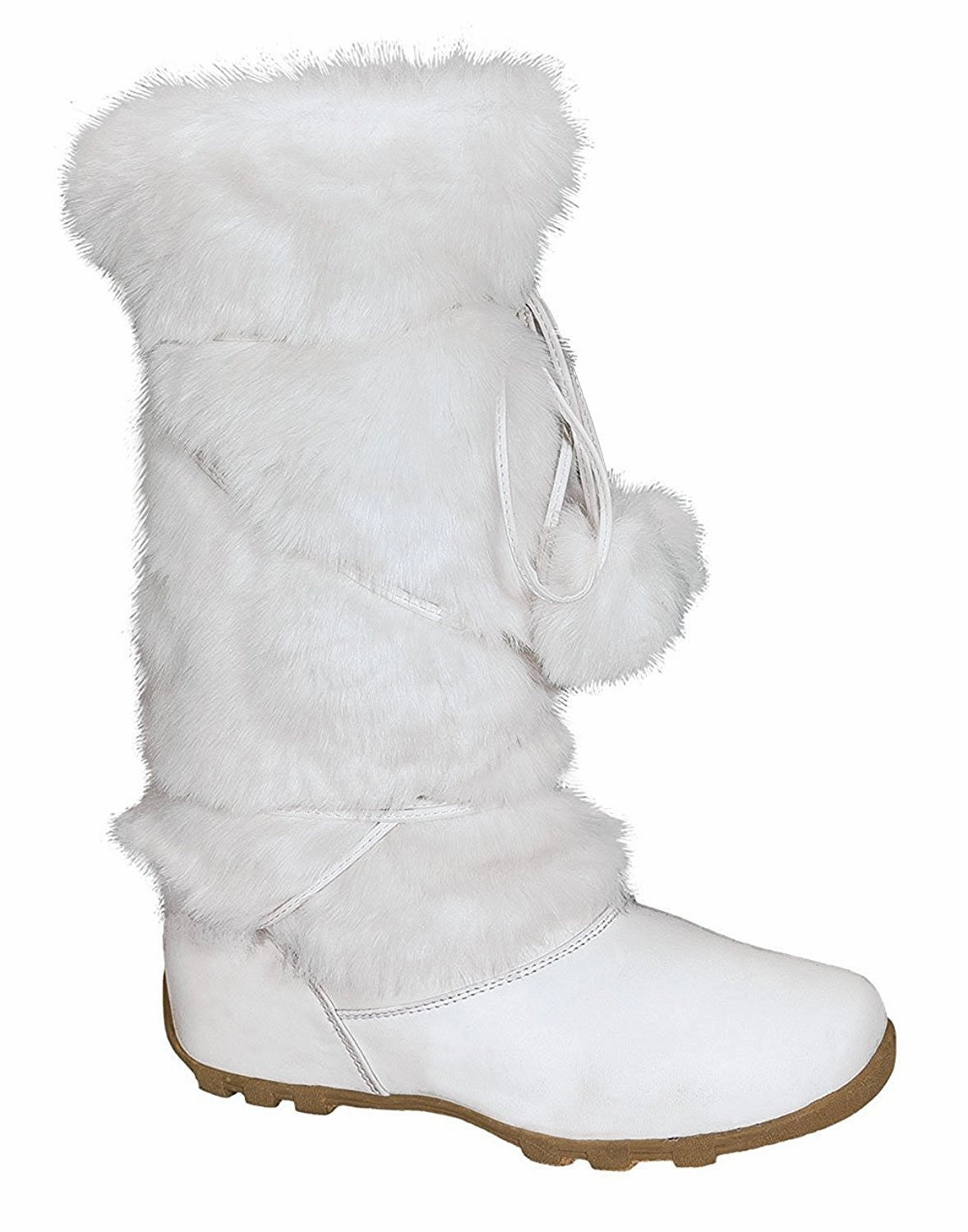 Sherpa Rain Boots White Super Furry Pom-pom Winter Flat Boots Vegan Suede