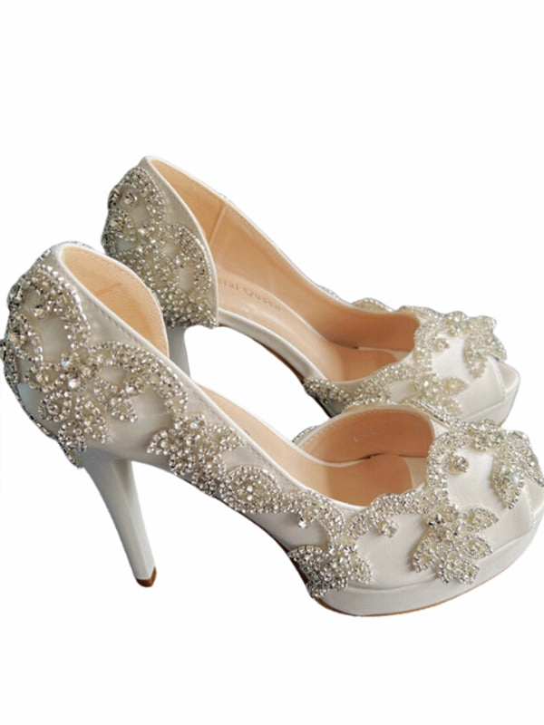 Women's Wedding Shoes Beaded High Heel Bridal Shoes,H40 Winter Maxi Dress Shoes