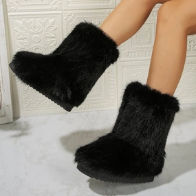 Fashion Long Plush Snow Boots Winter Warm Mid-tube Furry Cotton Shoes For Women Short Boot Men Rain Snow Boots