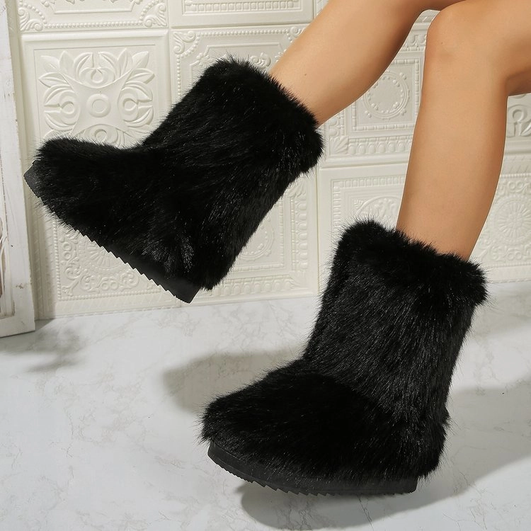 Fashion Long Plush Snow Boots Winter Warm Mid-tube Furry Cotton Shoes For Women Short Boot Ckx Snow Boots