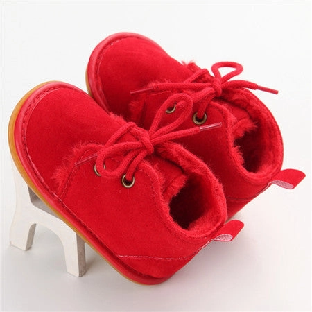 Adidas Kg Shoes Fashion Solid Lace-Up Baby Boots Cross-tied For Autumn/Winter Baby Shoes For Warm Baby Plush Boots Shoes