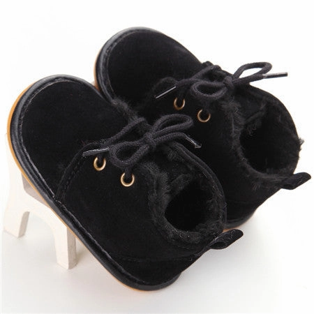 Adidas Shoes Cloudfoam Fashion Solid Lace-Up Baby Boots Cross-tied For Autumn/Winter Baby Shoes For Warm Baby Plush Boots Shoes