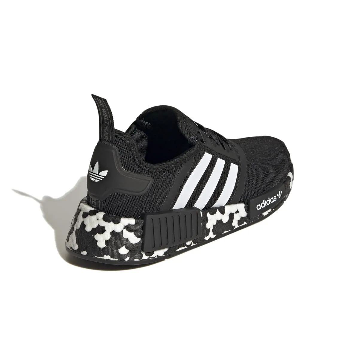 ADIDAS GW9594 NMD_R1 JR'S (Medium) Black/Black/White Textile Running Shoes Scandi Clean