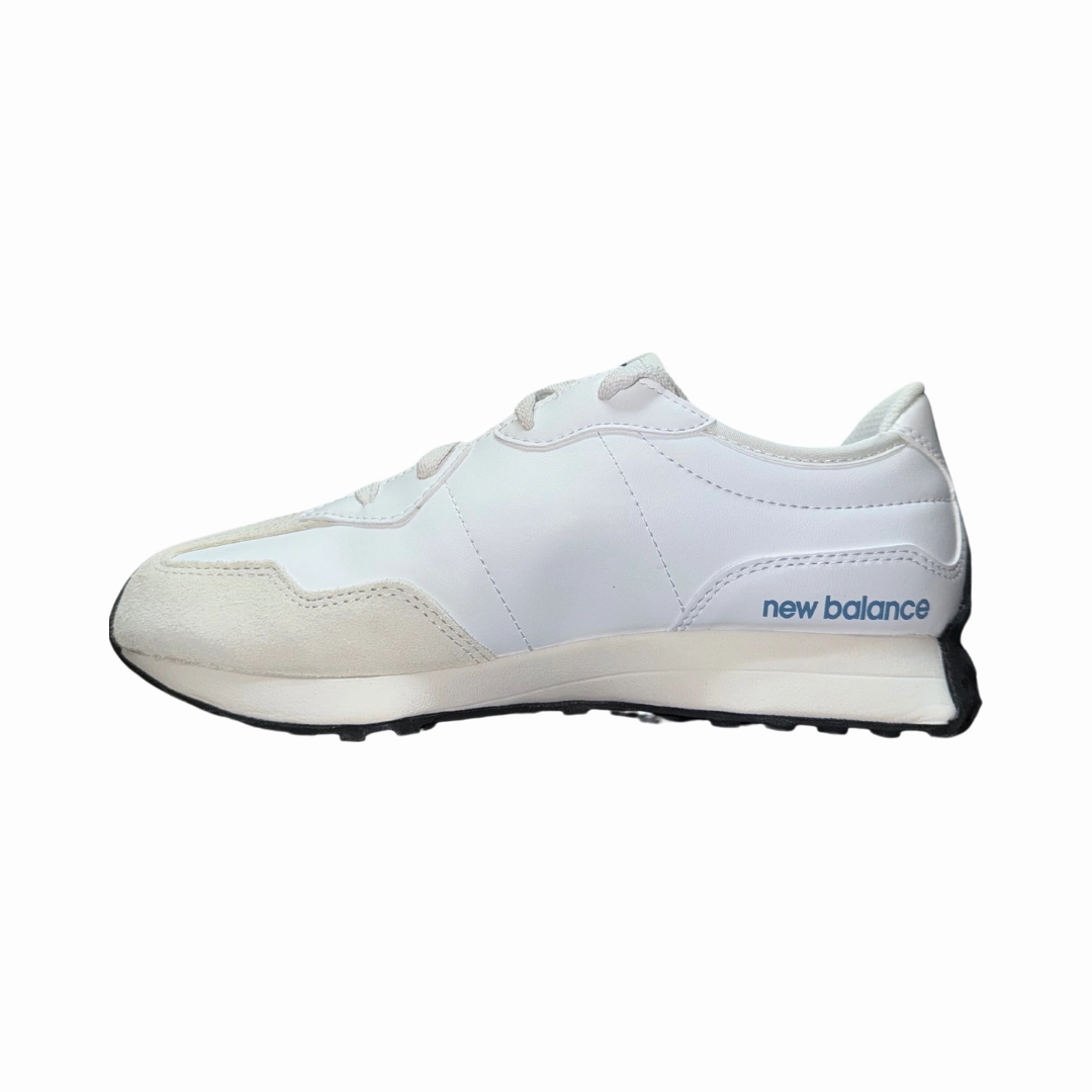 NEW BALANCE GS327SW-W 237 JR'S (Wide) White/Blue Laguna Synthetic Lifestyle Shoes quick dry