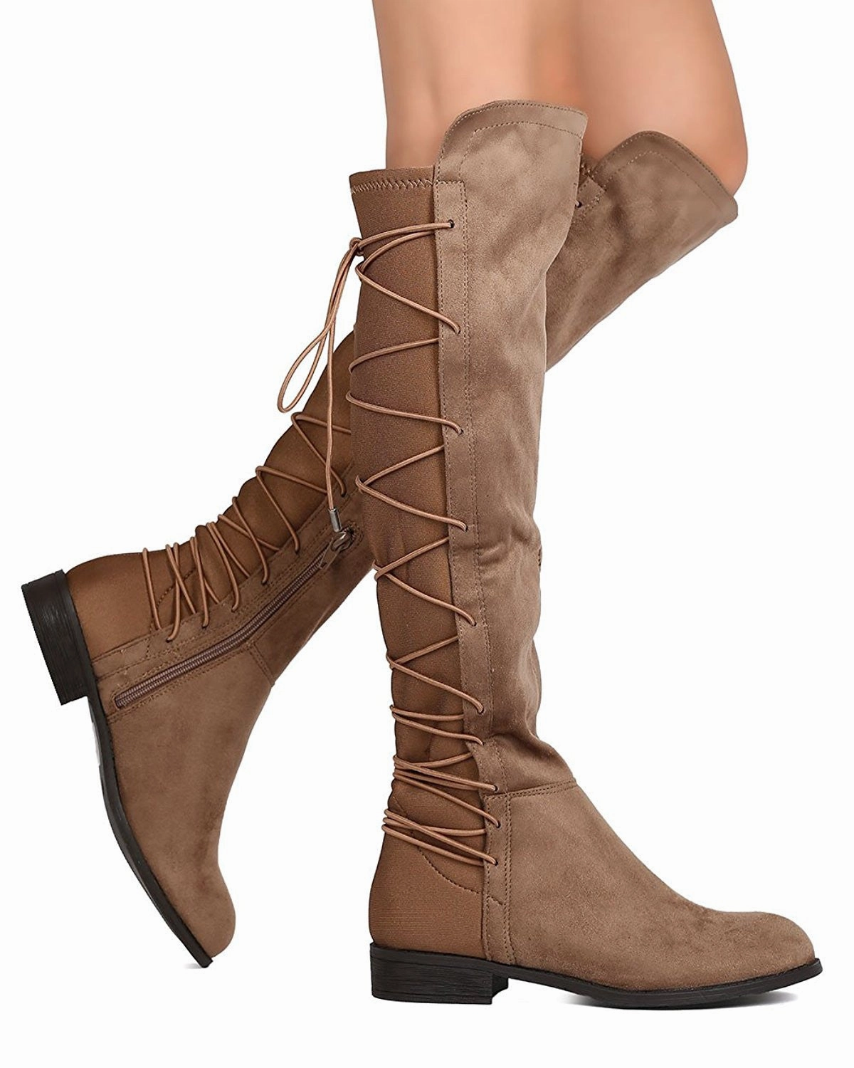 Rain Boots Deals Faux Suede Back Lace Up Low Heel Women's Vegan Suede Boot