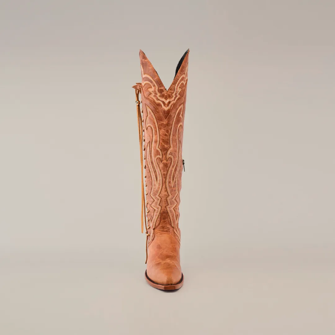 Tania Fawn - Tall Shaft - Snip Toe Boots With Snakes