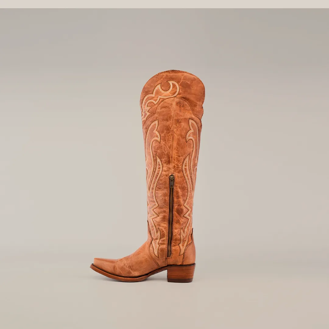 Tania Fawn - Tall Shaft - Snip Toe Short Leather Boots