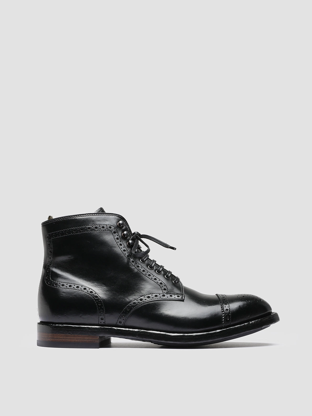 TEMPLE 004 - Black Leather Ankle Boots Phantom Rider Boots