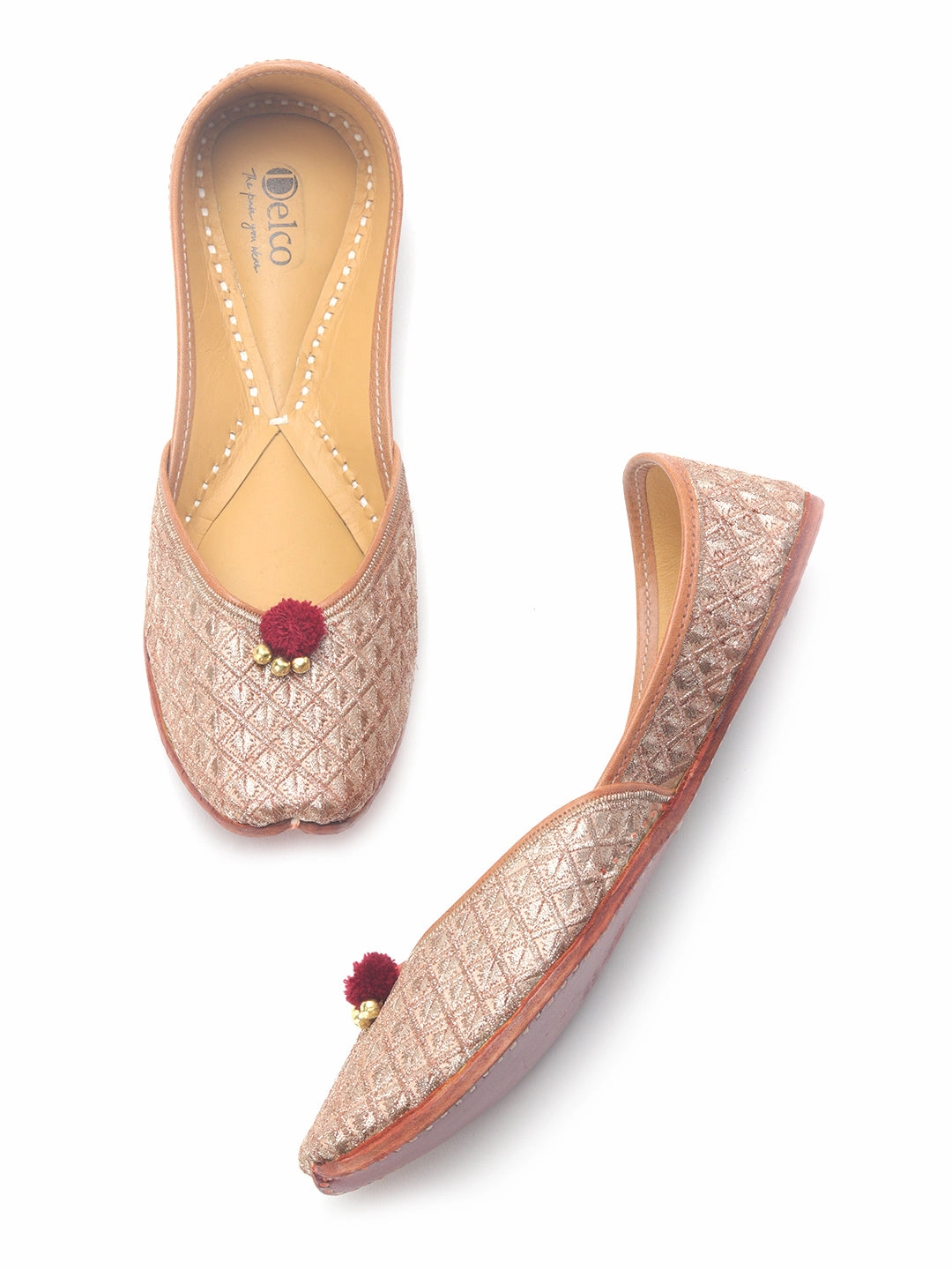 Finely Handcrafted Tan Formal Juttis Flat Trail Running Shoes