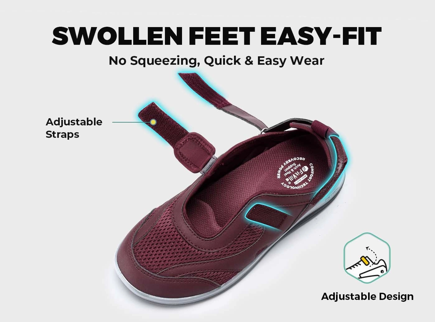 FitVille Women's FlexiWalk Mary Jane Sandal V1 Flat Shoes Bike