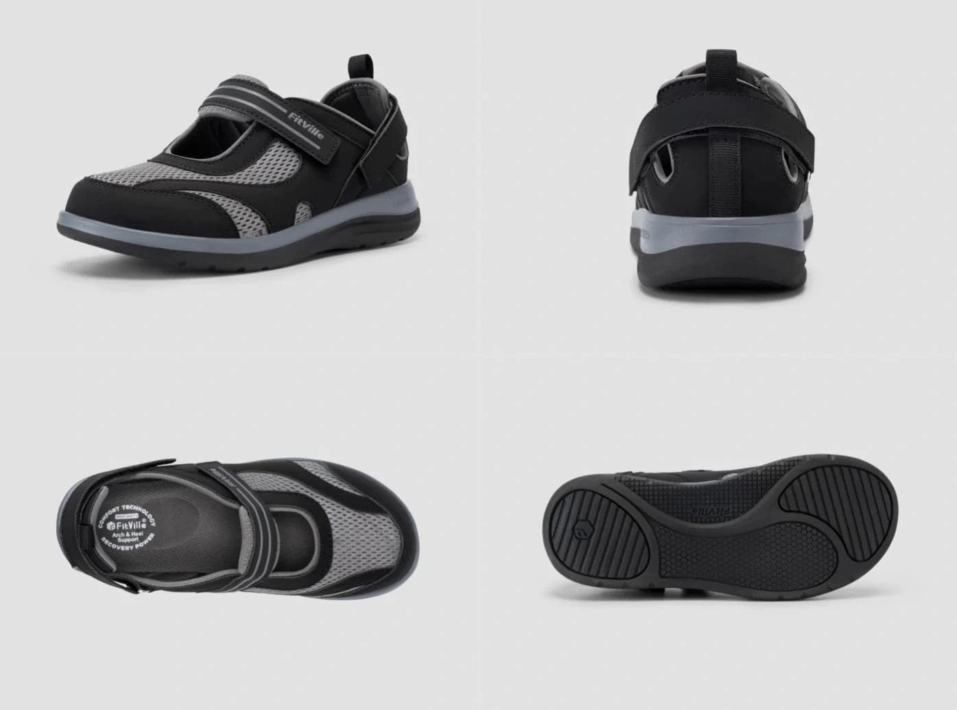 FitVille Women's FlexiWalk Mary Jane Sandal V1 High Arch Shoes