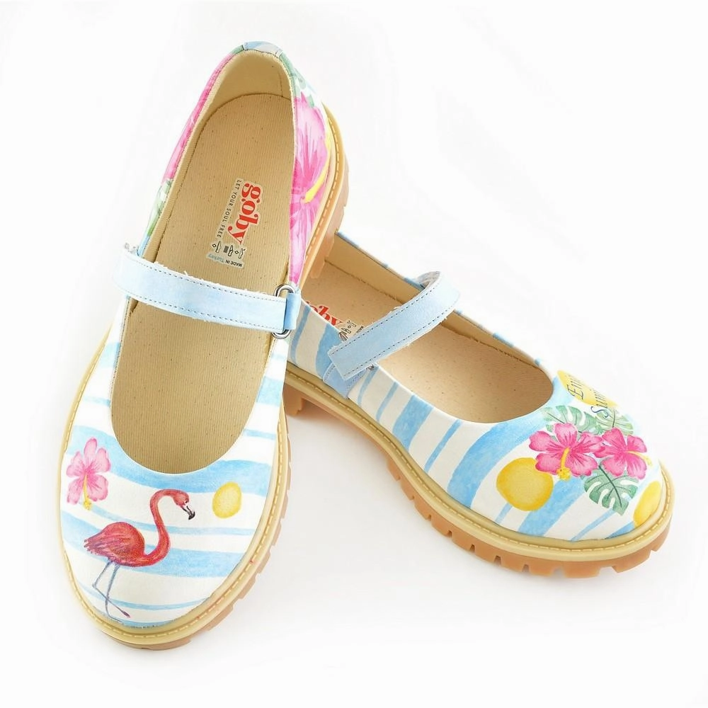 Commute Light Family Time Flamingo and Flowers Ballerinas Shoes KTB105
