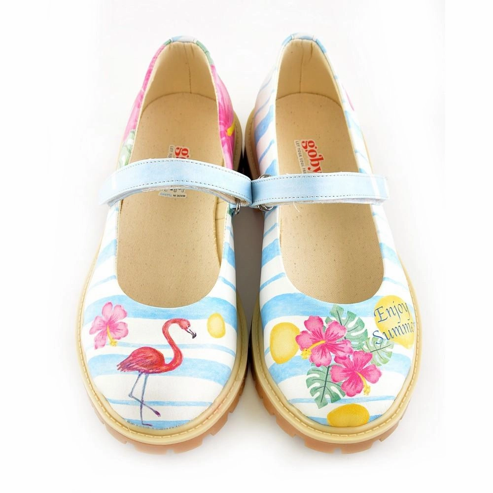 Earth Tone Flamingo and Flowers Ballerinas Shoes KTB105