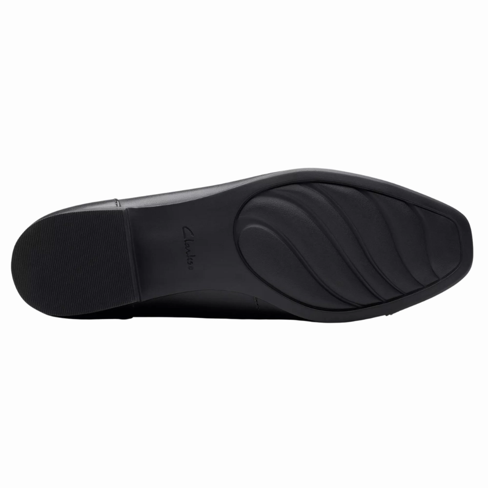 Clarks Krystine May Black Leather Pump (Women's) Flat Chunky Shoes