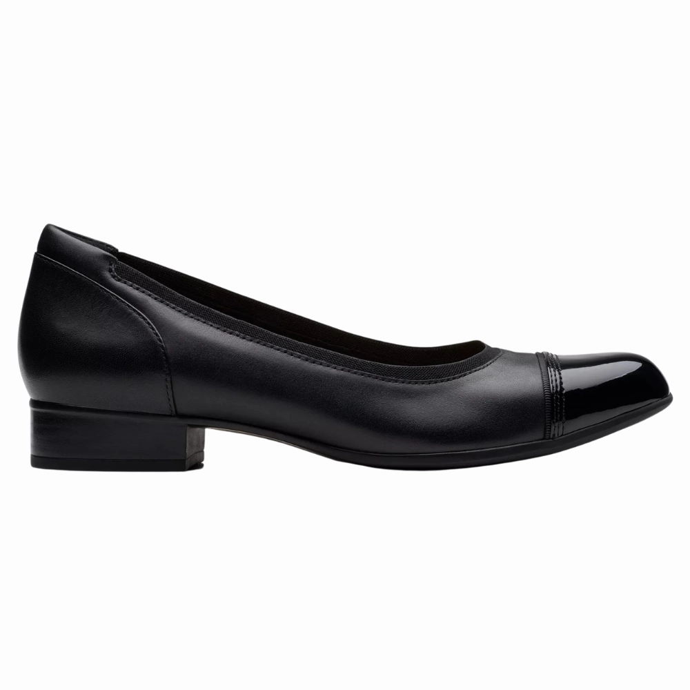 Western Flat Shoes Clarks Krystine May Black Leather Pump (Women's)