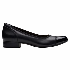Hot Cakes Flat Shoes Clarks Krystine May Black Leather Pump (Women's)