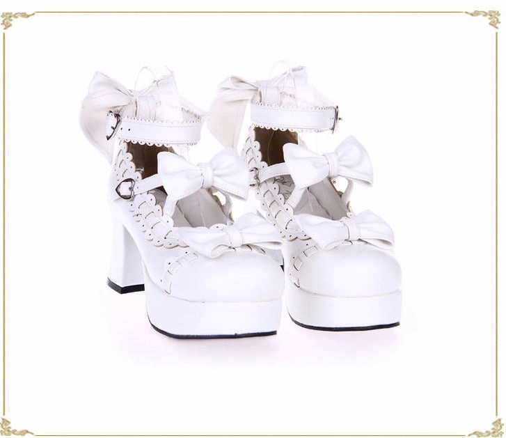Angelic Imprint ~Sweet Handmade Platform Heels Lolita Shoes White Dress Casual Shoes