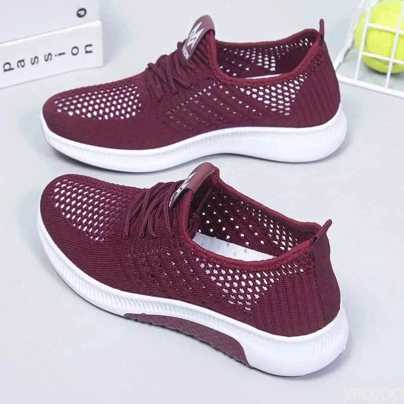 Flat Foot Shoes Women Flat Casual Shoes Fashion Breathable Mesh Vulcanized Shoes Women Sneakers Summer Ladies Boat Shoe Zapatos Para Mujer