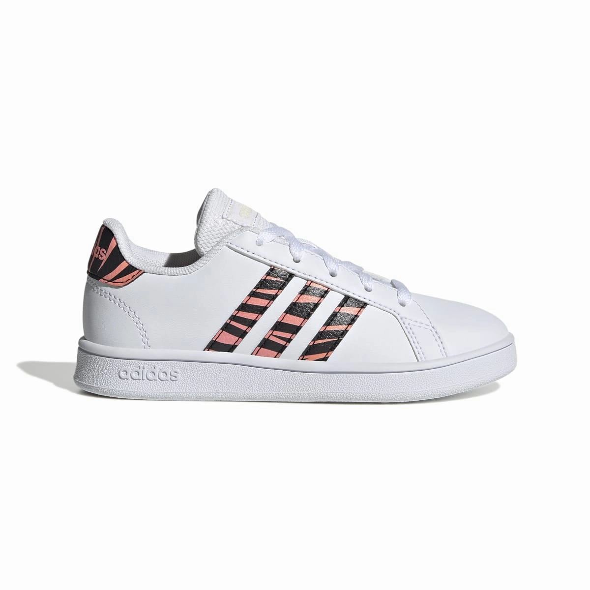 ADIDAS GZ1067 GRAND COURT K JR'S (Medium) White/Black/Red Synthetic Leather Lifestyle Shoes Morning Step