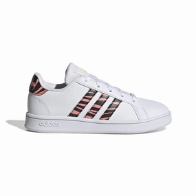 ADIDAS GZ1067 GRAND COURT K JR'S (Medium) White/Black/Red Synthetic Leather Lifestyle Shoes Morning Step
