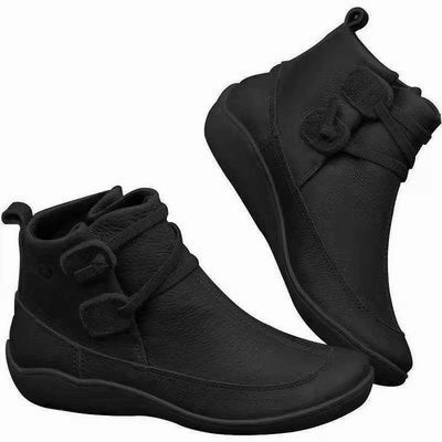 Flat Shoes Sporty PU Leather Ankle Boots for Women Autumn Winter Cross Strips Vintage Women Punk Boots Shoes Ladies Flat Women Boots Woman