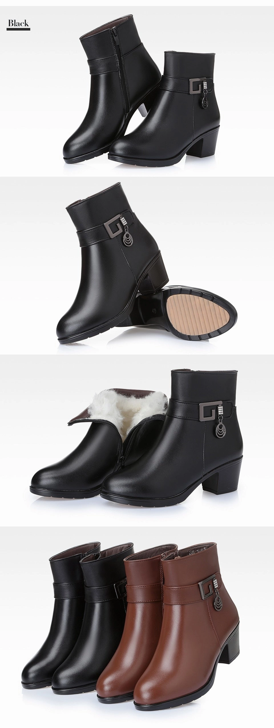 Best Roofing Work Boots Lydia - Dark Academia Genuine Leather Warm Boots