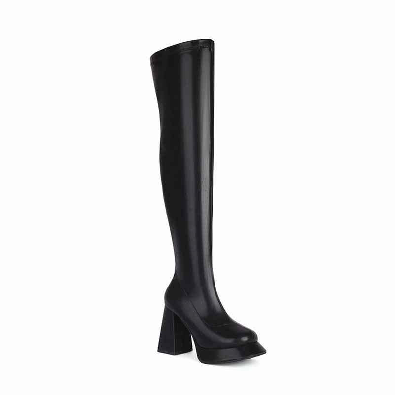 Adidas Shoes With Removable Insoles Women Chunky Heel Square Toe Boots Platform Over Knee Boots