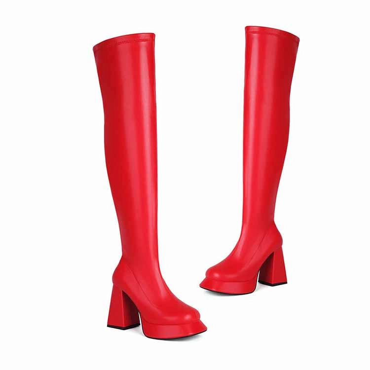 Women Chunky Heel Square Toe Boots Platform Over Knee Boots Adidas Clearance Golf Shoes