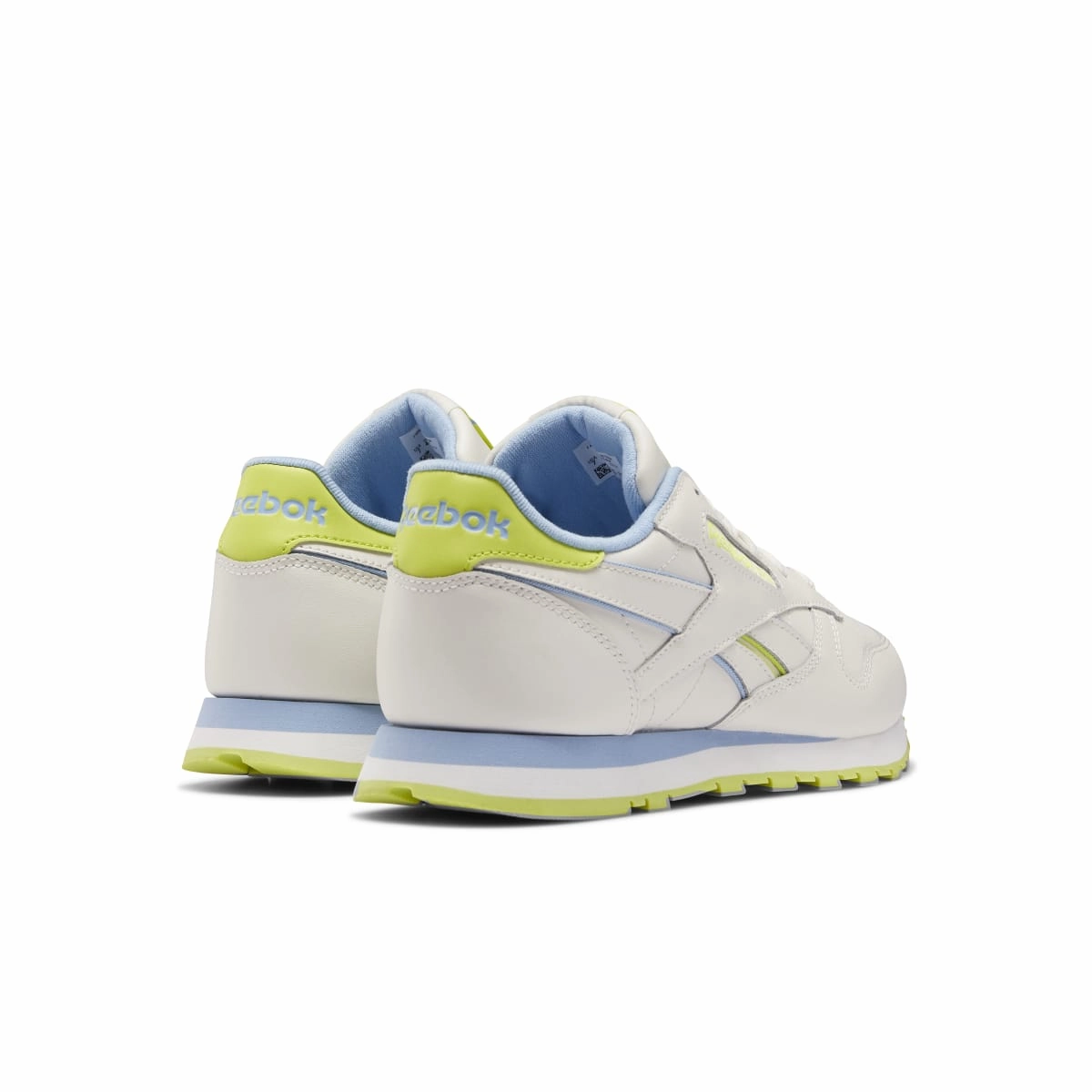 soft feel REEBOK EF3277 CL LTHR WMN'S (Medium) Chalk/Blue/Yellow Leather Lifestyle Shoes