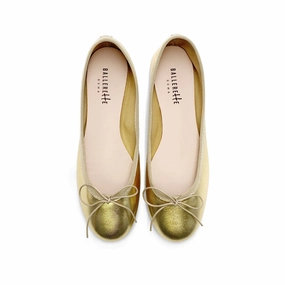 Shoes For Formal Dress Gold metallic leather ballet flats