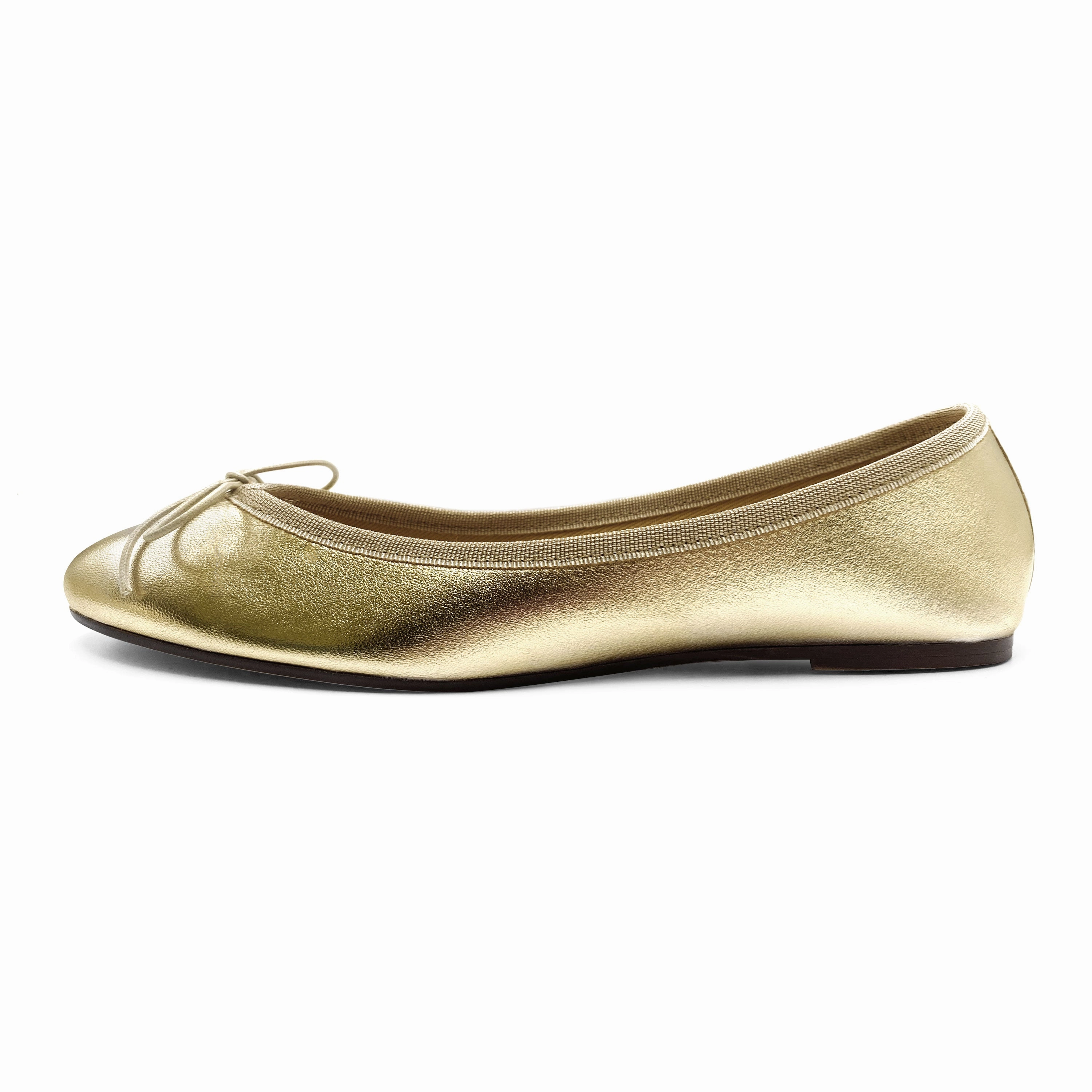 Gold metallic leather ballet flats Dress Heels Shoes