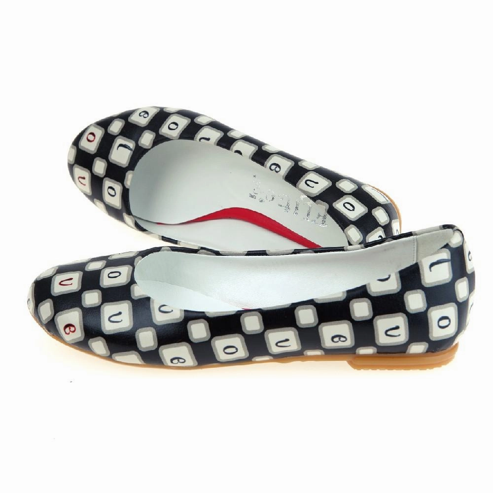 Eva Midsole Comfort Strap Black and White Dream Ballerinas Shoes 1061