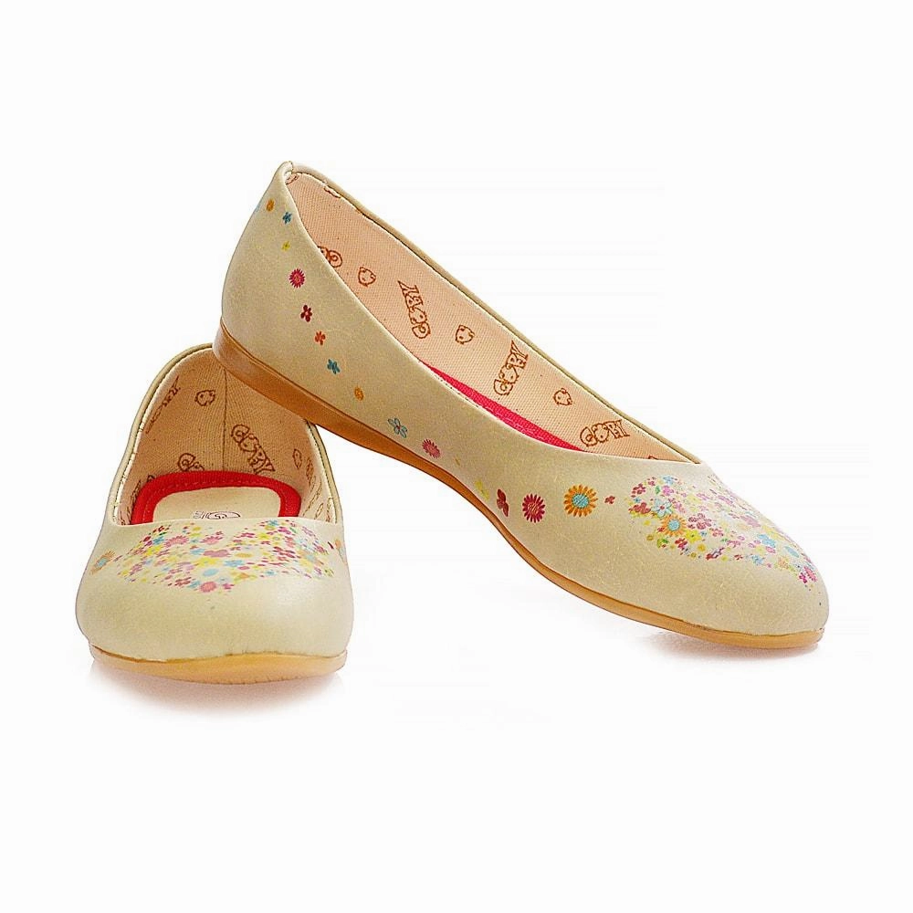 Daily Walk Night Out Flowers Heart Ballerinas Shoes 2032