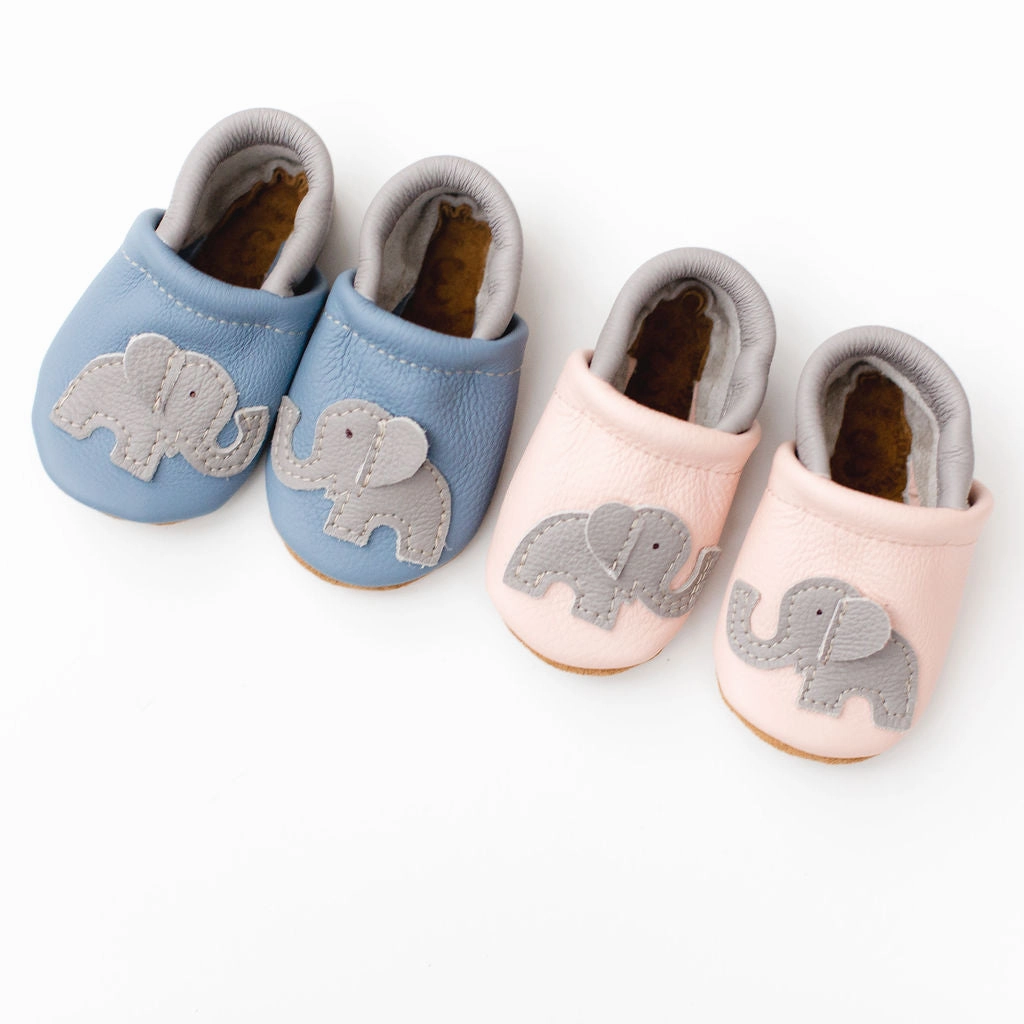 Pink & Blue Elephant Leather Shoes Moccs Baby and Toddler Clean Asics Shoes