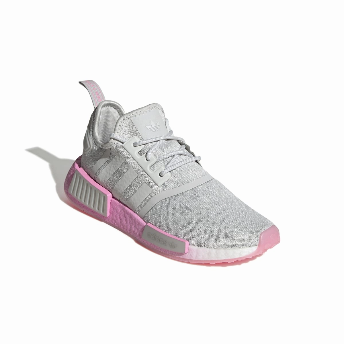ADIDAS GW9462 NMD_R1 WMN'S (Medium) Grey/Pink/White Stretch Fabric Running Shoes rainy days