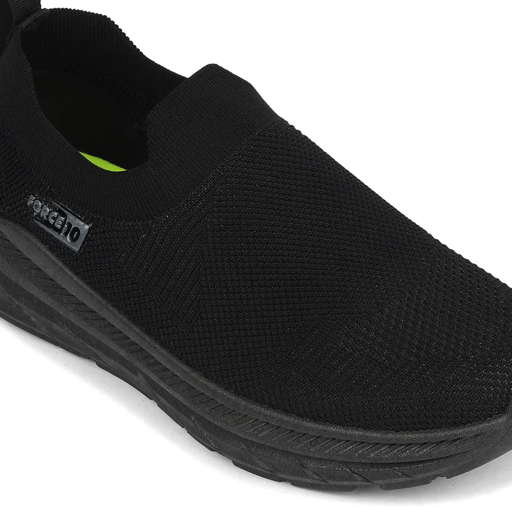 Force 10 Black Sports Non Lacing Walking Shoes For Men MATCHER-7E By Liberty Best Shoes For Lifting And Cross Training