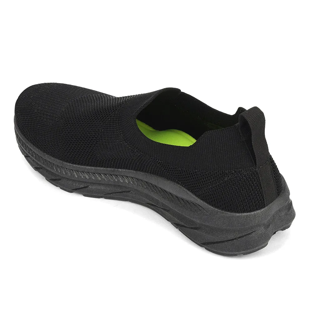 Force 10 Black Sports Non Lacing Walking Shoes For Men MATCHER-7E By Liberty Running Shoes For Marathon Training