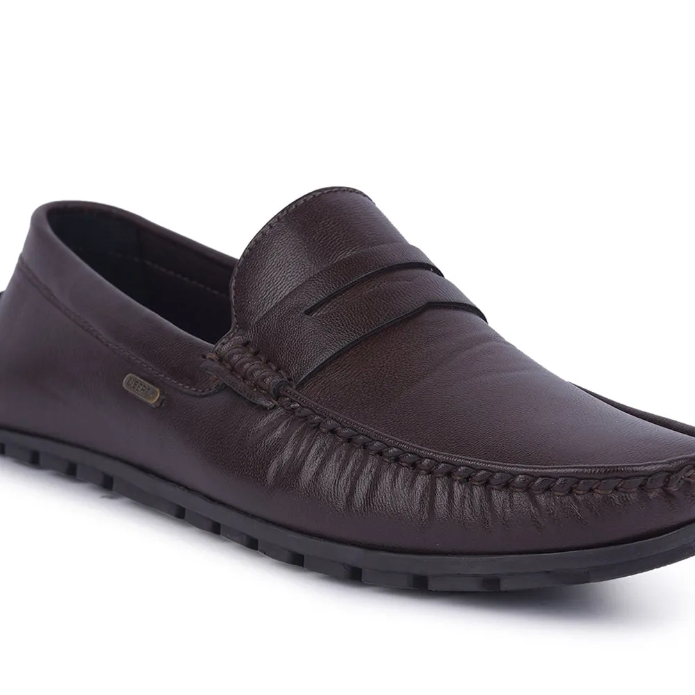 Fortune Non-Lacing Brown Casual Loafers For Men AVL-12 By Liberty Belgian Loafers With Tuxedo