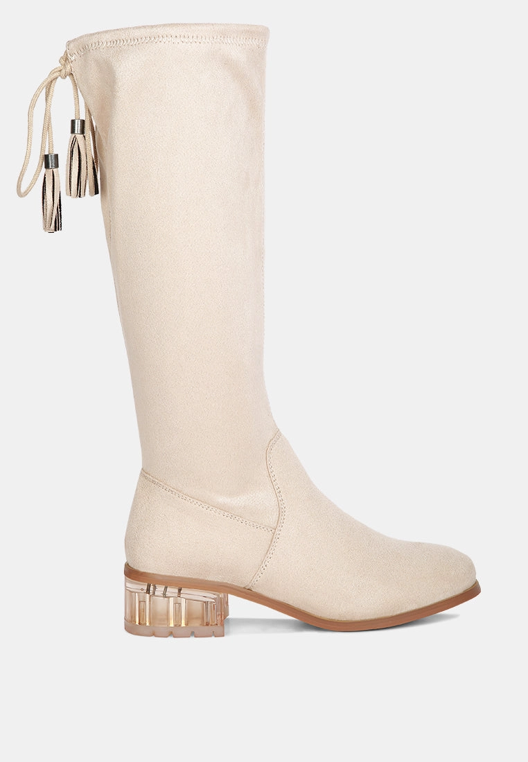 Francesca Tassels Detail Short Heel Calf Boot Georgia Boots Sale