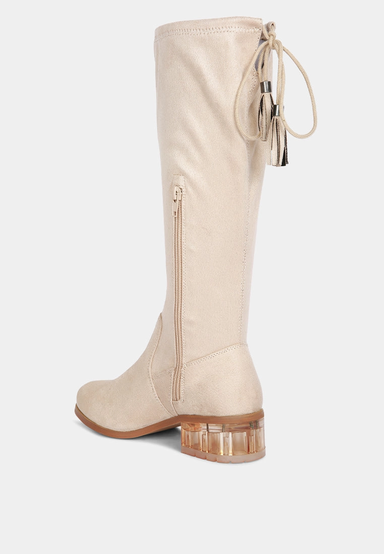 Francesca Tassels Detail Short Heel Calf Boot Moon Boots