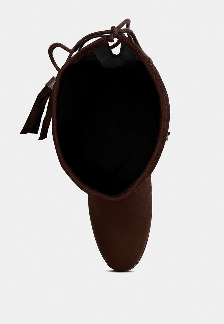 Waterproof Boots For Work Francesca Tassels Detail Short Heel Calf Boot