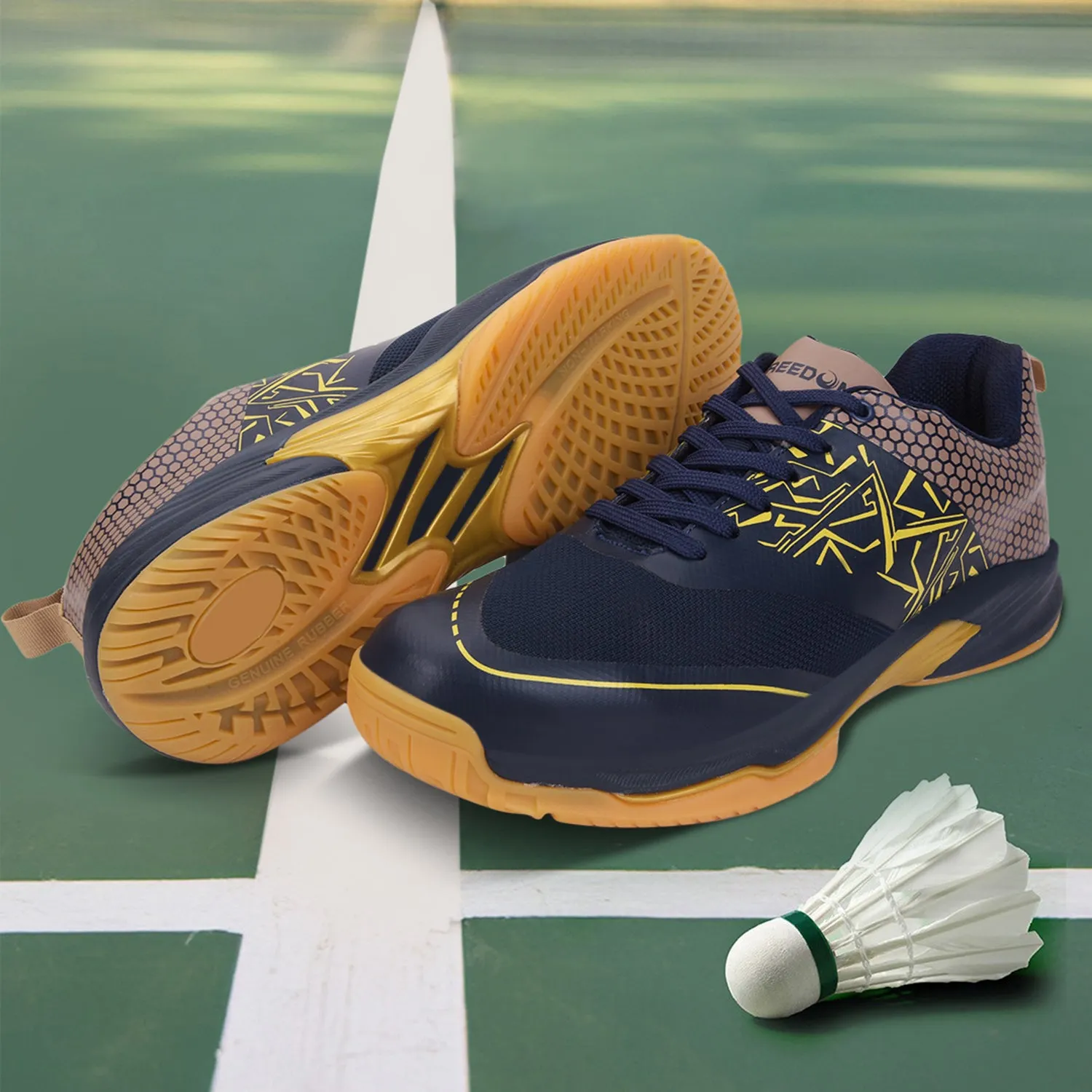 FREEDOM Navy Blue Sports Non-Marking Paddle/Pickleball & Badminton Shoes For Men UNESKO By Liberty Aquatic Training Shoes