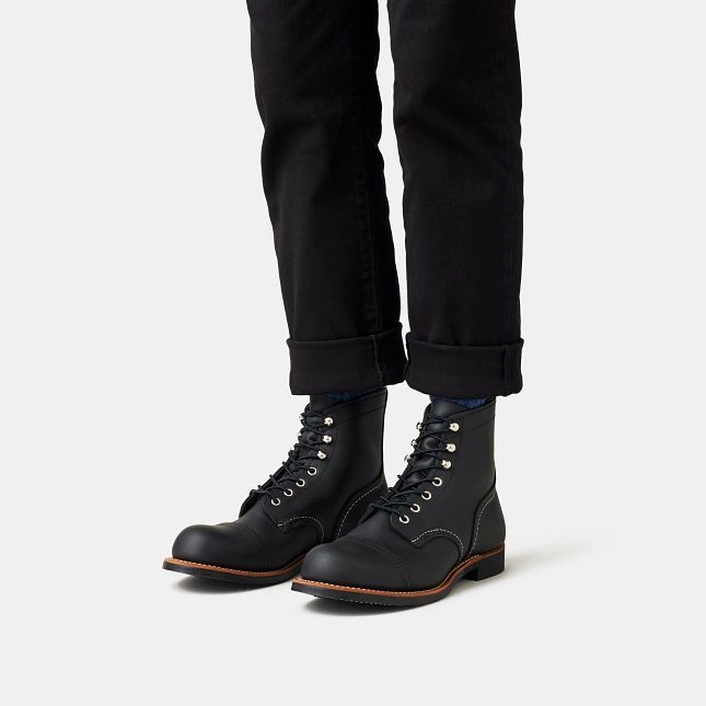 REDWING - IRON RANGER - BLACK Flat Heel Work Boots