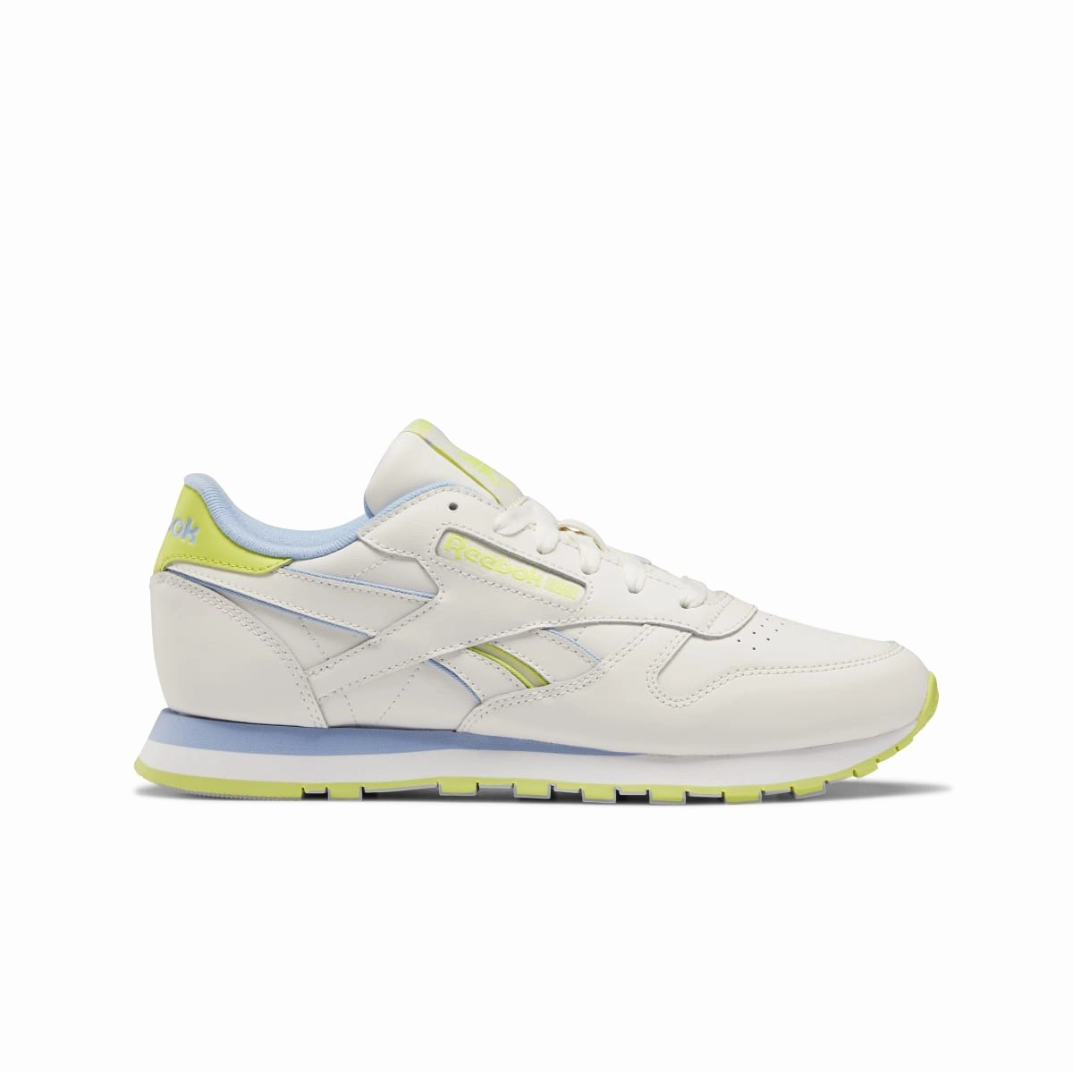 versatile - use shoes REEBOK EF3277 CL LTHR WMN'S (Medium) Chalk/Blue/Yellow Leather Lifestyle Shoes