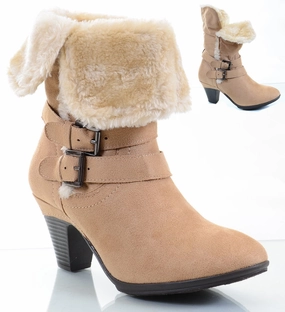 Furry Fold Over Buckle Straps Mid Calf Ankle Chunky Boots Adidas Shoes Thick Sole