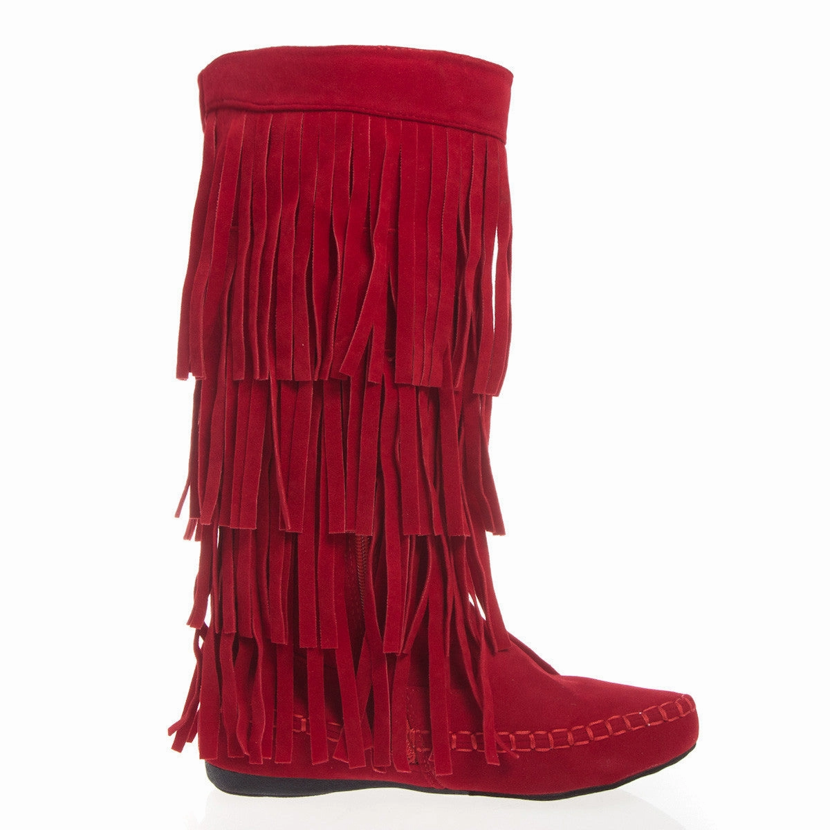 Fringe 4 Layer Moccasin Knee High Mid Calf Tall Vegan Boot