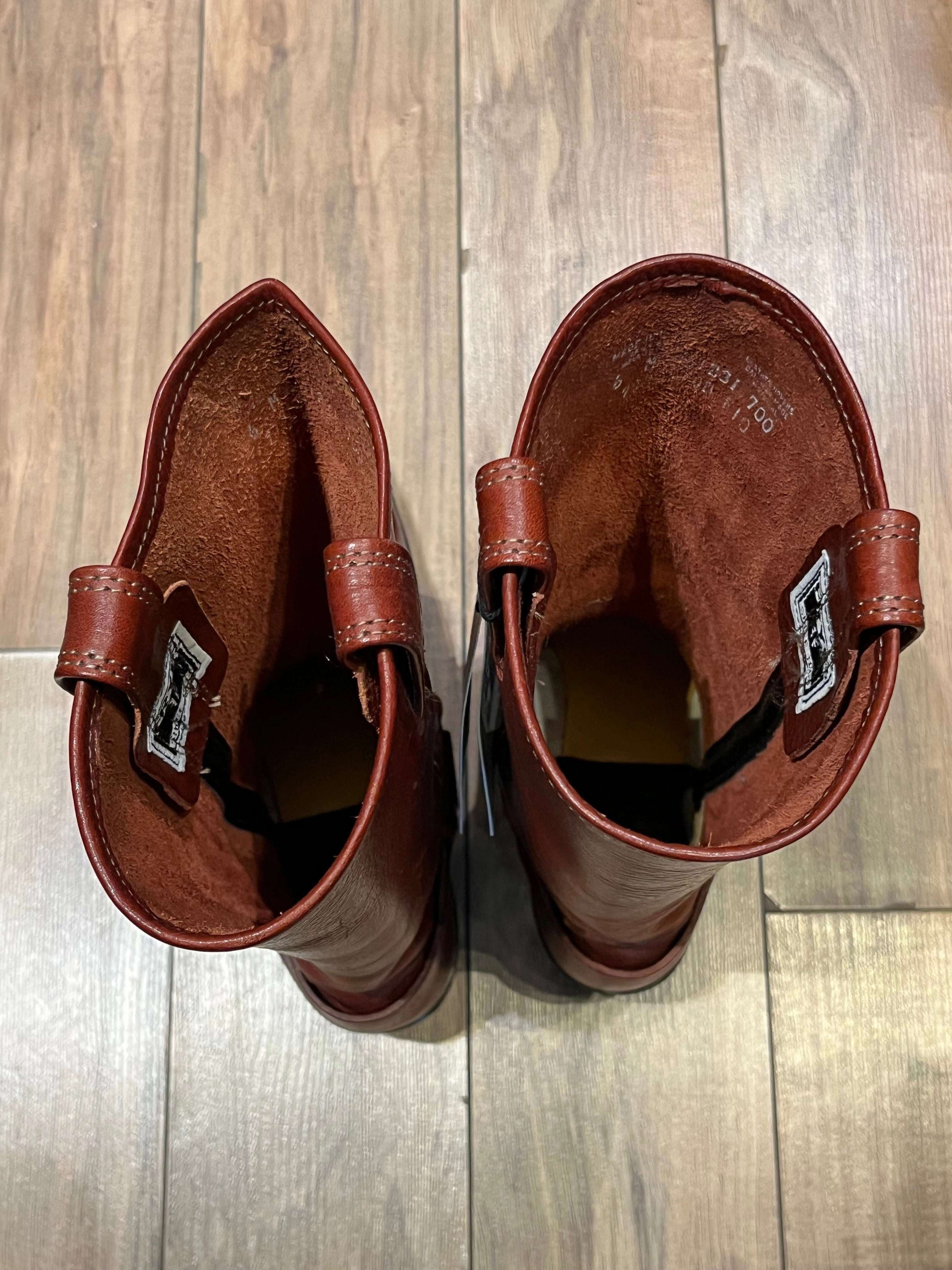 Pus In Boots Frye Harness 12R Boots Cognac, NWT, Made in USA, Size 6 US Women