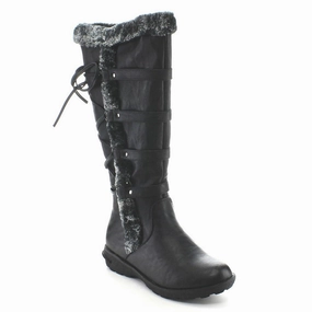 Fur Trim Back Lace Up Knee High Boots Winter Boots Womens Under Armor Rain Boots