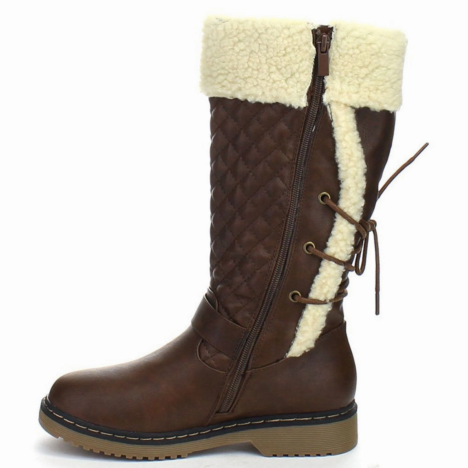 Fur Trim Lace Back Quilted Winter Knee High Buckle Women's Boots Hatley Unicorn Rain Boots